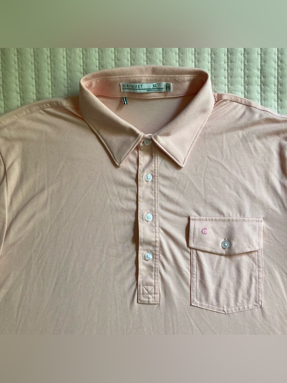 Criquet Short Sleeve Golf Polo Shirt Men’s XL Pink Pima Cotton Casual Austin TX